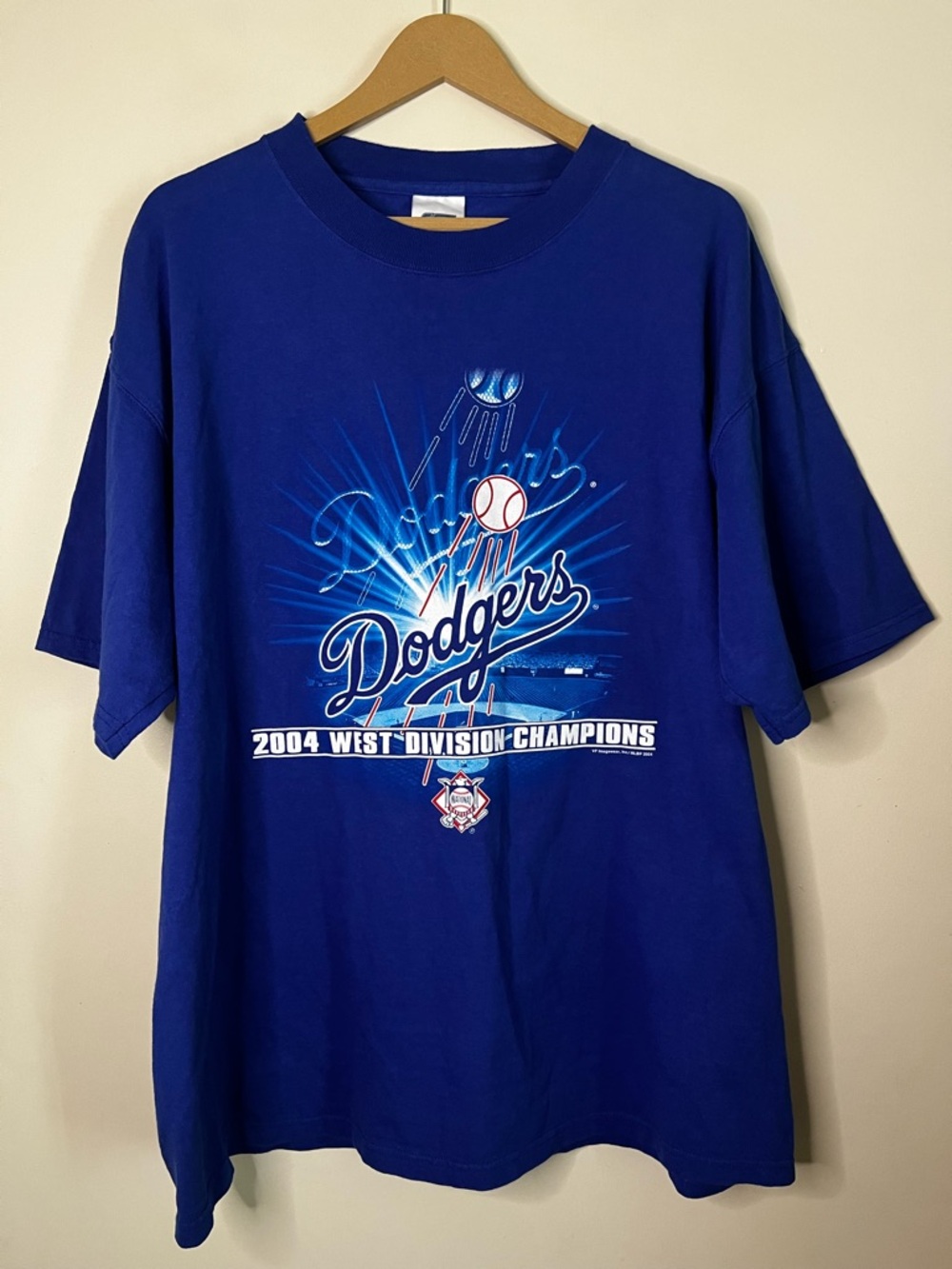 Vintage 2004 LA Dodgers West Division Champions Blue T Shirt 2XL